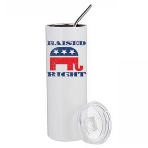 Raised Right Republican Elephant Retro Style Distressed Gift Stainless Steel Tumbler