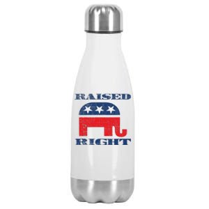 Raised Right Republican Elephant Retro Style Distressed Gift Stainless Steel Insulated Water Bottle