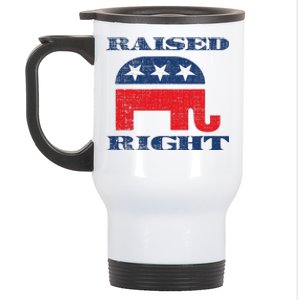 Raised Right Republican Elephant Retro Style Distressed Gift Stainless Steel Travel Mug