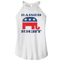 Raised Right Republican Elephant Retro Style Distressed Gift Women's Perfect Tri Rocker Tank