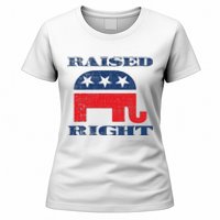 Raised Right Republican Elephant Retro Style Distressed Gift Women's T-Shirt