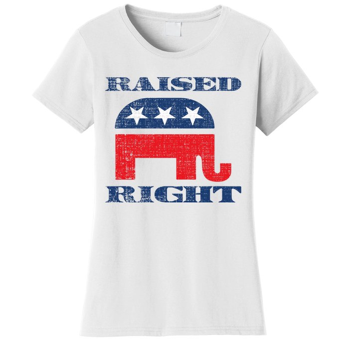 Raised Right Republican Elephant Retro Style Distressed Gift Women's T-Shirt