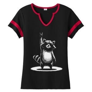 Retro Raccoon Rock Music Gift Funny Raccoon Gift Ladies Halftime Notch Neck Tee