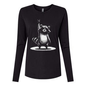 Retro Raccoon Rock Music Gift Funny Raccoon Gift Womens Cotton Relaxed Long Sleeve T-Shirt