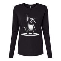 Retro Raccoon Rock Music Gift Funny Raccoon Gift Womens Cotton Relaxed Long Sleeve T-Shirt