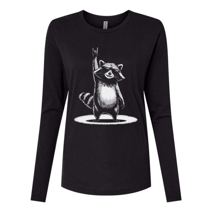 Retro Raccoon Rock Music Gift Funny Raccoon Gift Womens Cotton Relaxed Long Sleeve T-Shirt