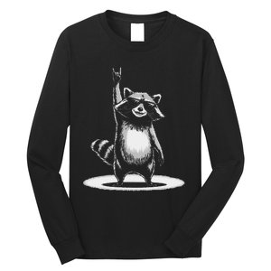 Retro Raccoon Rock Music Gift Funny Raccoon Gift Long Sleeve Shirt