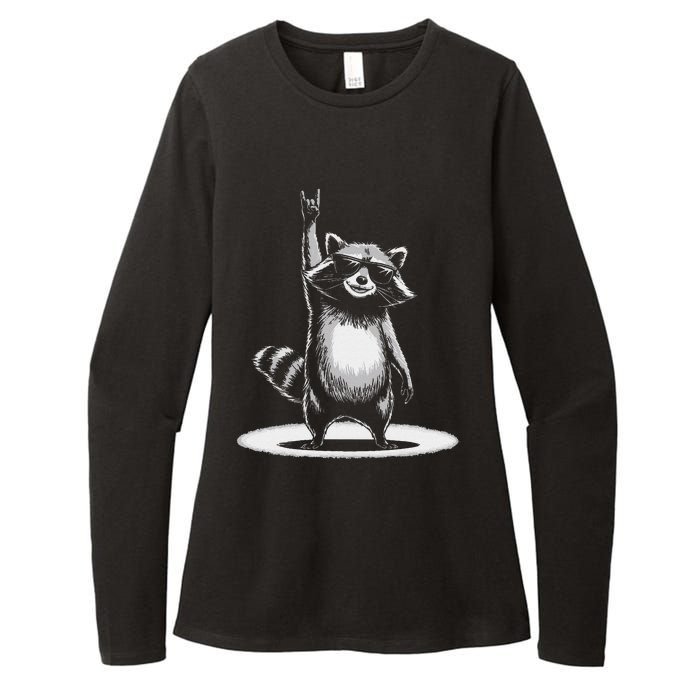 Retro Raccoon Rock Music Gift Funny Raccoon Gift Womens CVC Long Sleeve Shirt