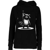 Retro Raccoon Rock Music Gift Funny Raccoon Gift Womens Funnel Neck Pullover Hood