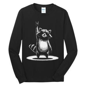 Retro Raccoon Rock Music Gift Funny Raccoon Gift Tall Long Sleeve T-Shirt