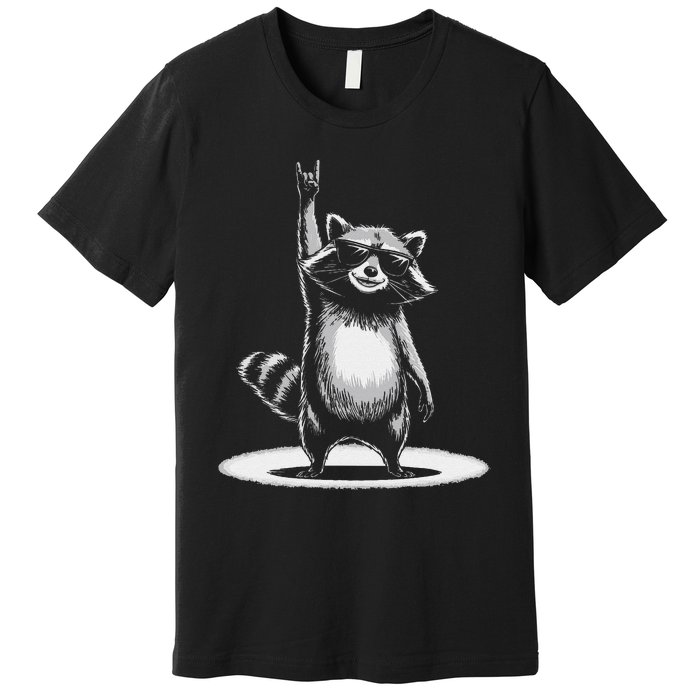 Retro Raccoon Rock Music Gift Funny Raccoon Gift Premium T-Shirt