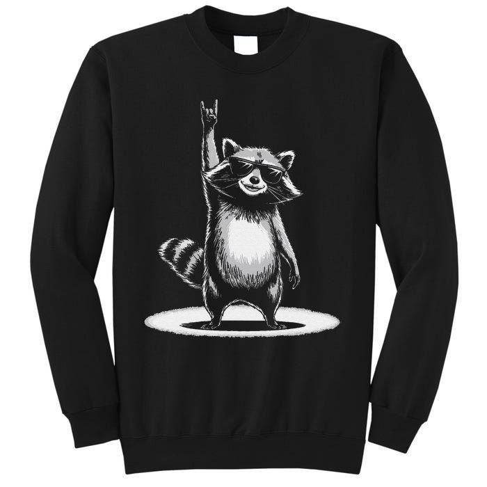 Retro Raccoon Rock Music Gift Funny Raccoon Gift Tall Sweatshirt