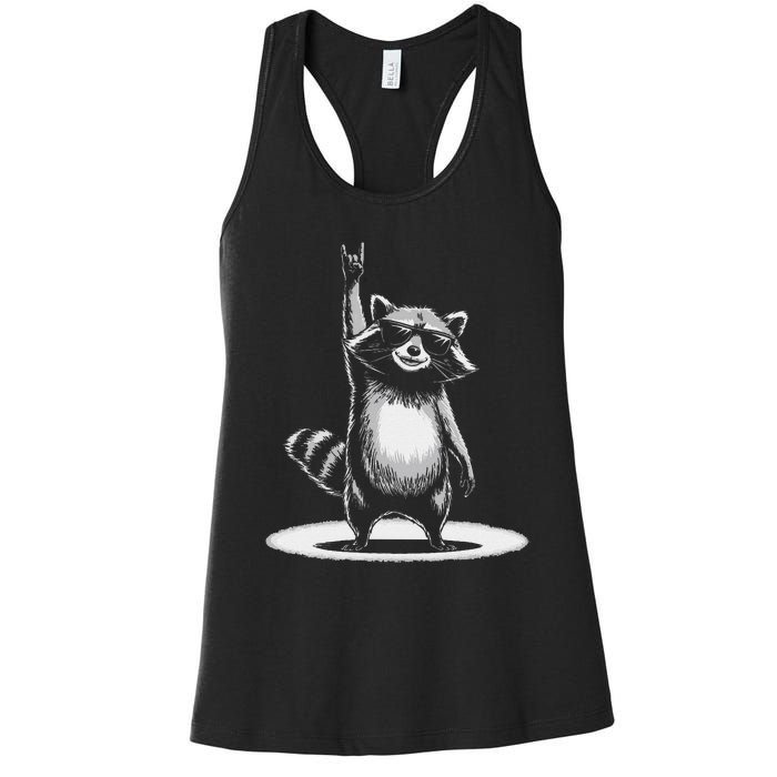 Retro Raccoon Rock Music Gift Funny Raccoon Gift Women's Racerback Tank