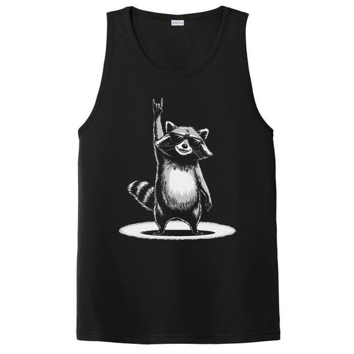 Retro Raccoon Rock Music Gift Funny Raccoon Gift PosiCharge Competitor Tank