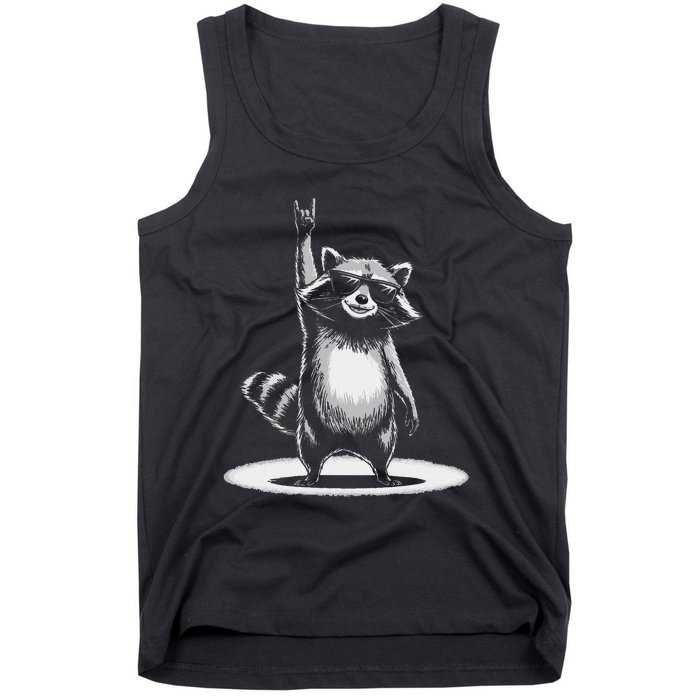 Retro Raccoon Rock Music Gift Funny Raccoon Gift Tank Top