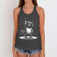 Retro Raccoon Rock Music Gift Funny Raccoon Gift Women's Knotted Racerback Tank