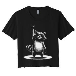 Retro Raccoon Rock Music Gift Funny Raccoon Gift Women's Crop Top Tee