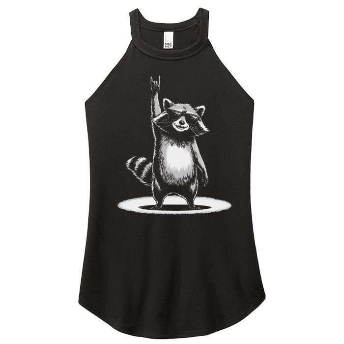 Retro Raccoon Rock Music Gift Funny Raccoon Gift Women's Perfect Tri Rocker Tank