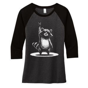 Retro Raccoon Rock Music Gift Funny Raccoon Gift Women's Tri-Blend 3/4-Sleeve Raglan Shirt