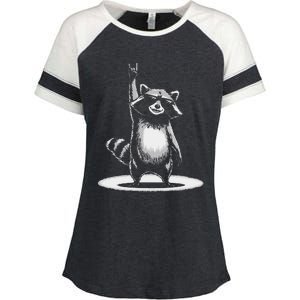 Retro Raccoon Rock Music Gift Funny Raccoon Gift Enza Ladies Jersey Colorblock Tee