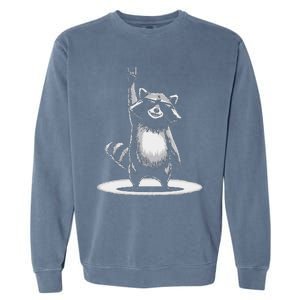 Retro Raccoon Rock Music Gift Funny Raccoon Gift Garment-Dyed Sweatshirt