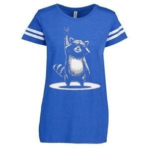 Retro Raccoon Rock Music Gift Funny Raccoon Gift Enza Ladies Jersey Football T-Shirt