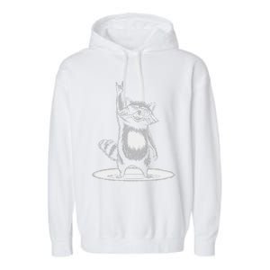 Retro Raccoon Rock Music Gift Funny Raccoon Gift Garment-Dyed Fleece Hoodie