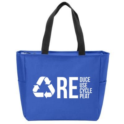 Reduce Reuse Recycle Recycling Cool Earth Day Lovers Gift Zip Tote Bag