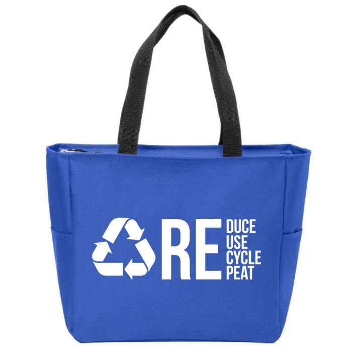 Reduce Reuse Recycle Recycling Cool Earth Day Lovers Gift Zip Tote Bag