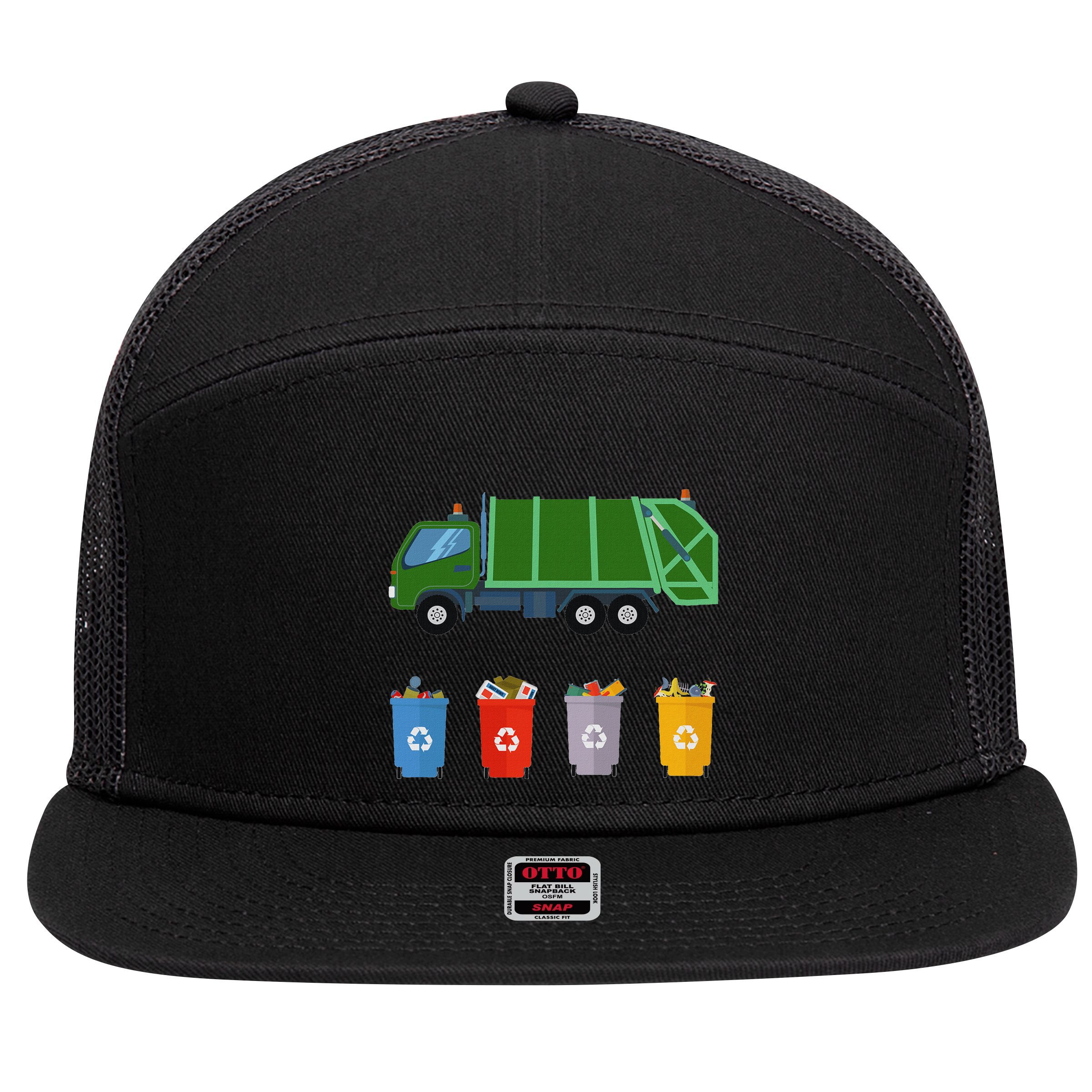Recycling Rash Ruck Garbage Ruck 7 Panel Mesh Trucker Snapback Hat