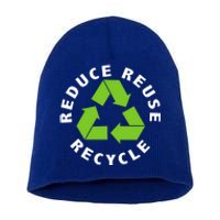 Reduce Reuse Recycle Happy Earth Day Save Earth Gift Short Acrylic Beanie