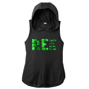 Recycle Reuse Renew Rethink Tie Dye Crisis Environmental Activism Ladies PosiCharge Tri-Blend Wicking Draft Hoodie Tank