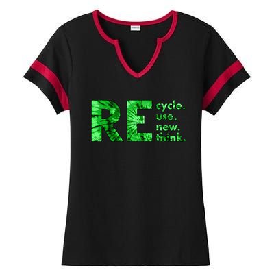 Recycle Reuse Renew Rethink Tie Dye Crisis Environmental Activism Ladies Halftime Notch Neck Tee