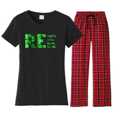 Recycle Reuse Renew Rethink Tie Dye Crisis Environmental Activism Women's Flannel Pajama Set