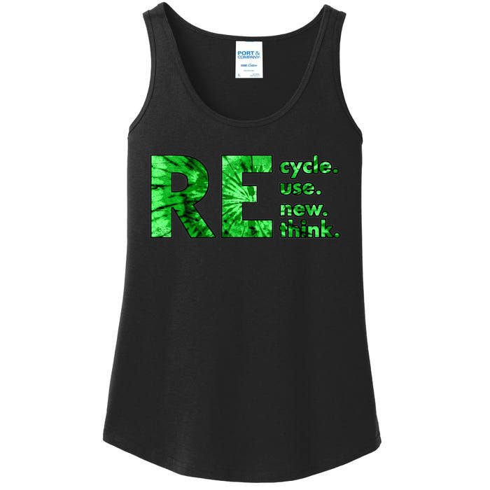 Recycle Reuse Renew Rethink Tie Dye Crisis Environmental Activism Ladies Essential Tank