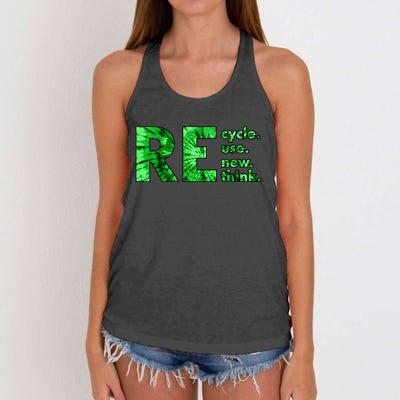 Recycle Reuse Renew Rethink Tie Dye Crisis Environmental Activism Women's Knotted Racerback Tank