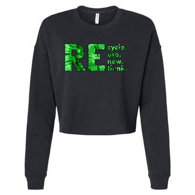 Recycle Reuse Renew Rethink Tie Dye Crisis Environmental Activism Cropped Pullover Crew