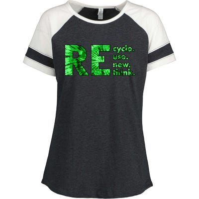 Recycle Reuse Renew Rethink Tie Dye Crisis Environmental Activism Enza Ladies Jersey Colorblock Tee