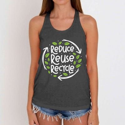 Reduce Reuse Recycle Make Everyday Earth Day Save The Planet Women's Knotted Racerback Tank