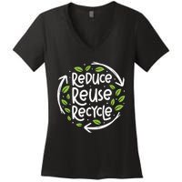 Reduce Reuse Recycle Make Everyday Earth Day Save The Planet Women's V-Neck T-Shirt