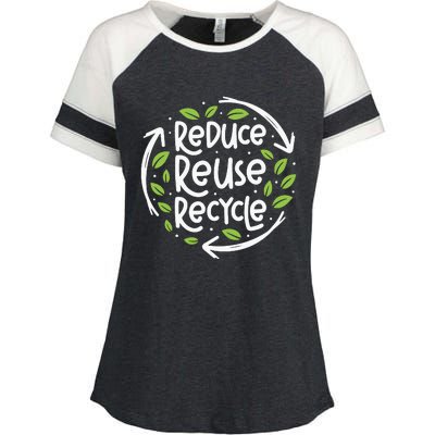 Reduce Reuse Recycle Make Everyday Earth Day Save The Planet Enza Ladies Jersey Colorblock Tee