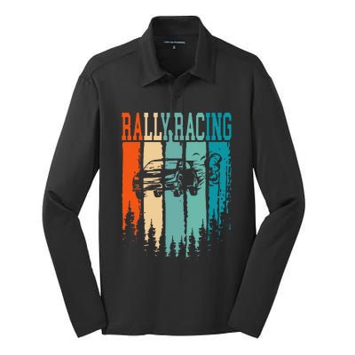 Rally Racing Retro Vintage Silk Touch Performance Long Sleeve Polo