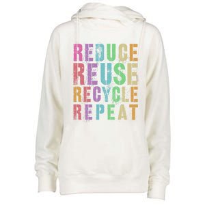 Reduce Reuse Recycle Repeat Save Planet Earth Day Funny Gift Womens Funnel Neck Pullover Hood