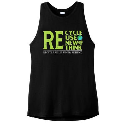 Recycle Reuse Renew Rethink Crisis Environmental Activism Ladies PosiCharge Tri-Blend Wicking Tank