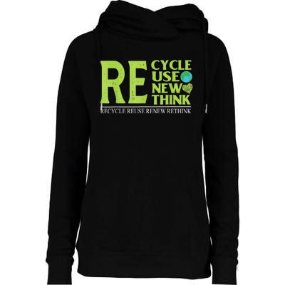 Recycle Reuse Renew Rethink Crisis Environmental Activism Womens Funnel Neck Pullover Hood