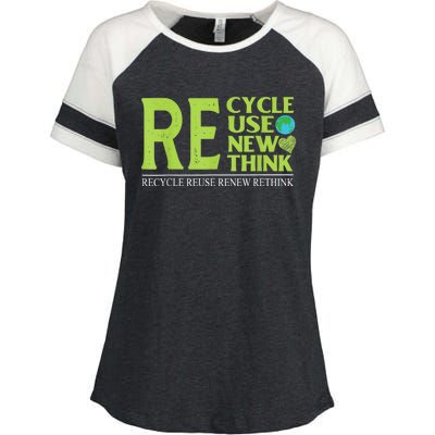 Recycle Reuse Renew Rethink Crisis Environmental Activism Enza Ladies Jersey Colorblock Tee