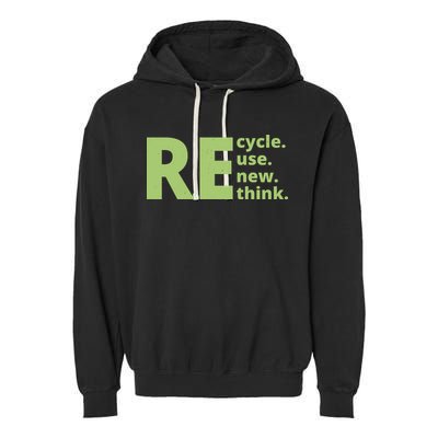 Recycle Reuse Renew Rethink Garment-Dyed Fleece Hoodie