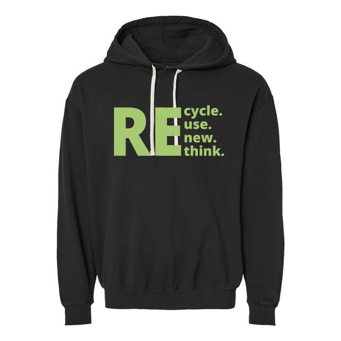 Recycle Reuse Renew Rethink Garment-Dyed Fleece Hoodie