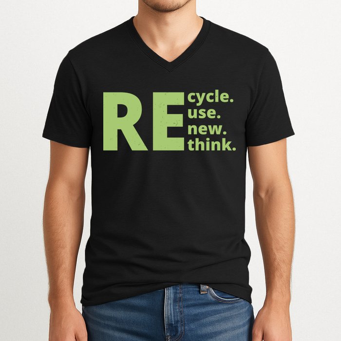 Recycle Reuse Renew Rethink V-Neck T-Shirt