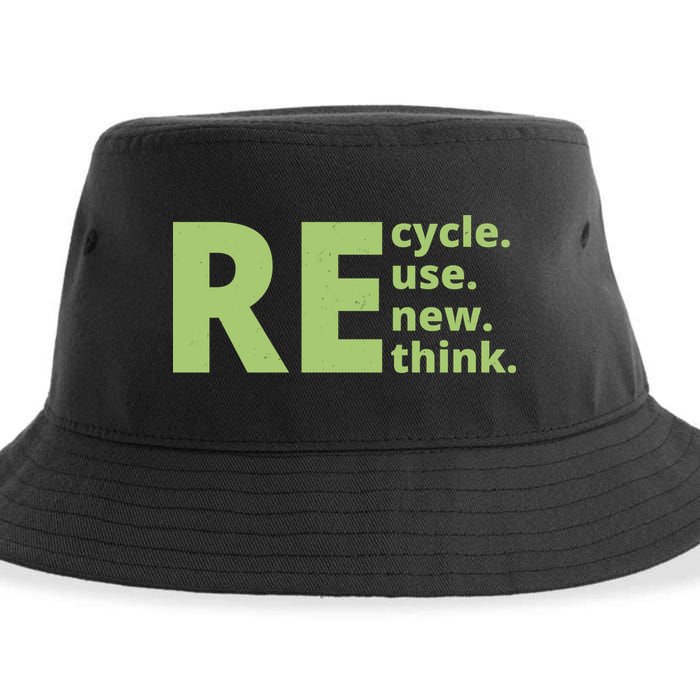 Recycle Reuse Renew Rethink Sustainable Bucket Hat